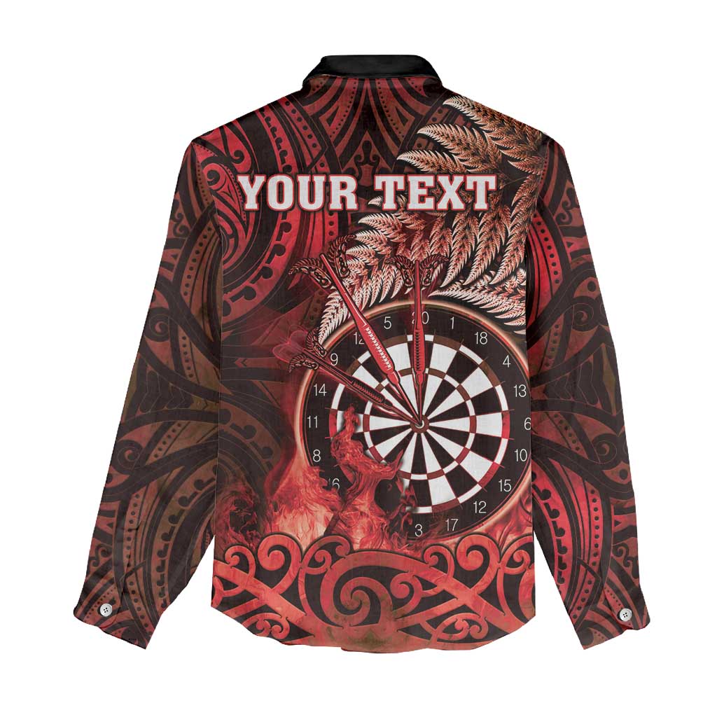 Personalised New Zealand Darts Women Casual Shirt Maori Koru Dartboard Red Flame LT05 - Polynesian Pride