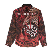 Personalised New Zealand Darts Women Casual Shirt Maori Koru Dartboard Red Flame LT05 - Polynesian Pride