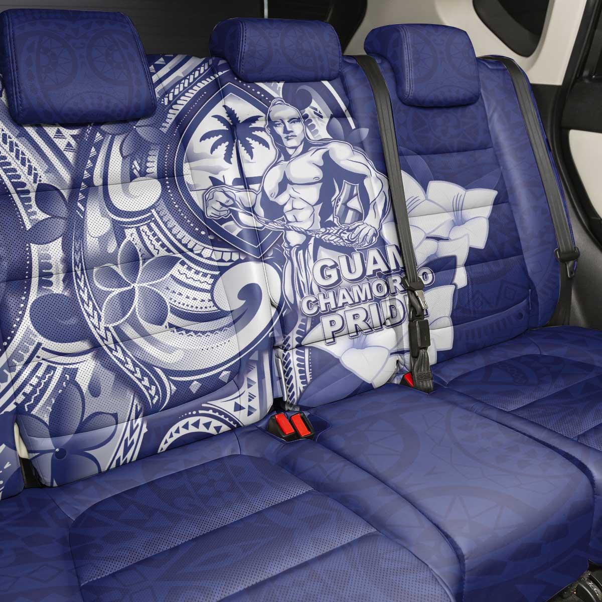 Guam Chief Quipuha Back Car Seat Cover Polynesian Pattern With Guasali Flowers