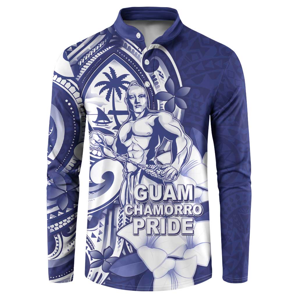 Guam Chief Quipuha Button Sweatshirt Polynesian Pattern With Guasali Flowers