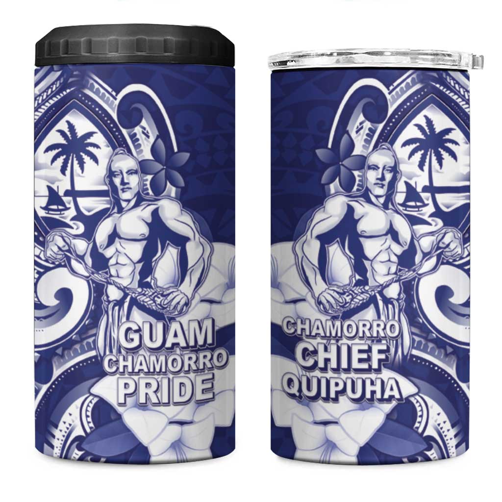 Guam Chief Quipuha 4 in 1 Can Cooler Tumbler Polynesian Pattern With Guasali Flowers LT05 One Size: 16 oz Navy - Polynesian Pride