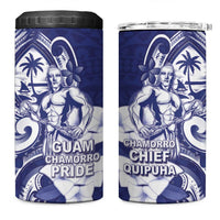 Guam Chief Quipuha 4 in 1 Can Cooler Tumbler Polynesian Pattern With Guasali Flowers LT05 One Size: 16 oz Navy - Polynesian Pride