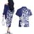 Guam Chief Quipuha Couples Matching Off The Shoulder Long Sleeve Dress and Hawaiian Shirt Polynesian Pattern With Guasali Flowers