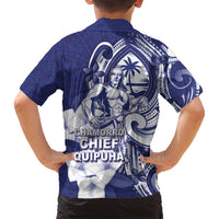 Guam Chief Quipuha Family Matching Off Shoulder Maxi Dress and Hawaiian Shirt Polynesian Pattern With Guasali Flowers