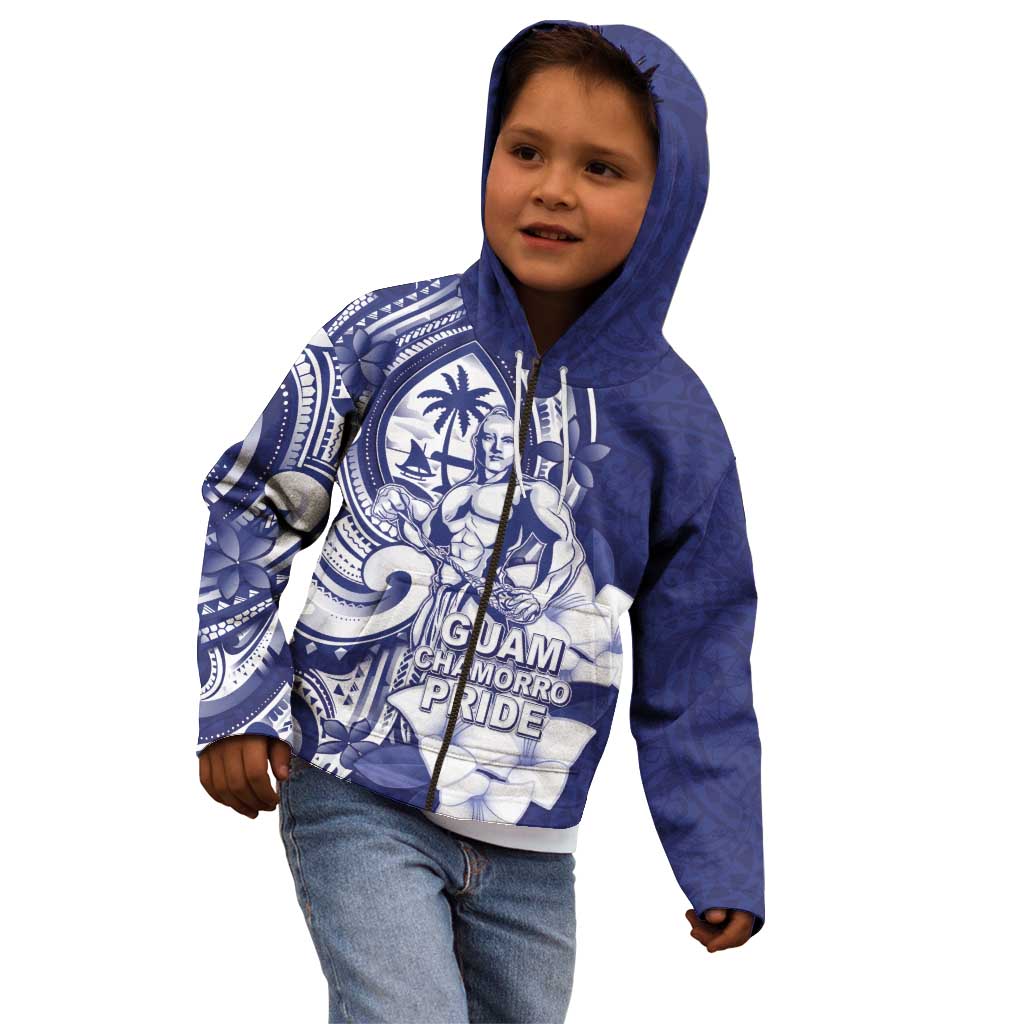 Guam Chief Quipuha Kid Hoodie Polynesian Pattern With Guasali Flowers
