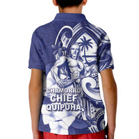 Guam Chief Quipuha Kid Polo Shirt Polynesian Pattern With Guasali Flowers