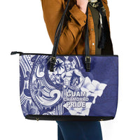 Guam Chief Quipuha Leather Tote Bag Polynesian Pattern With Guasali Flowers