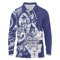 Guam Chief Quipuha Long Sleeve Polo Shirt Polynesian Pattern With Guasali Flowers