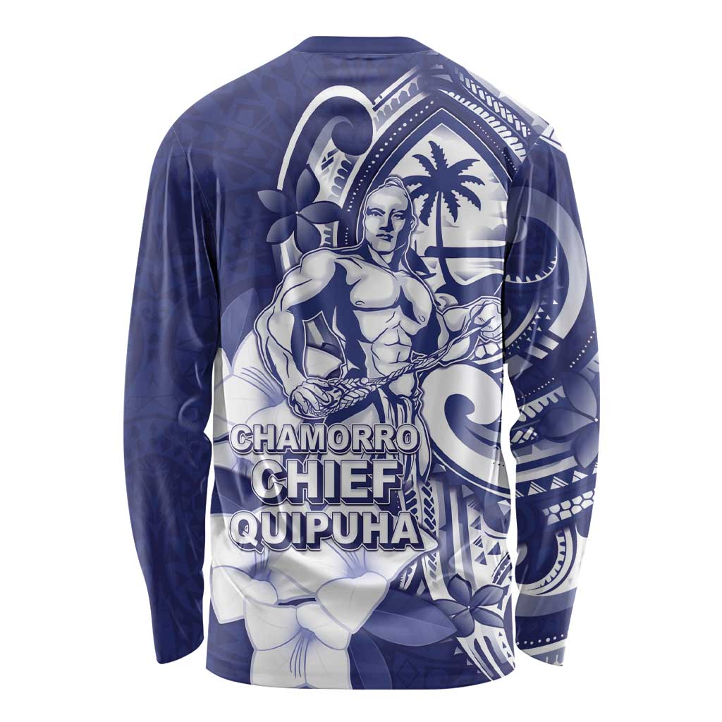 Guam Chief Quipuha Long Sleeve Shirt Polynesian Pattern With Guasali Flowers