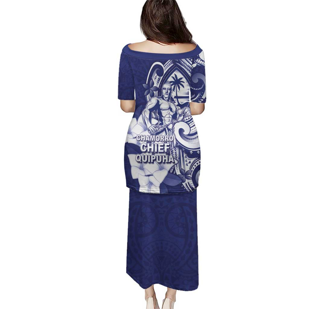 Guam Chief Quipuha Puletasi Polynesian Pattern With Guasali Flowers