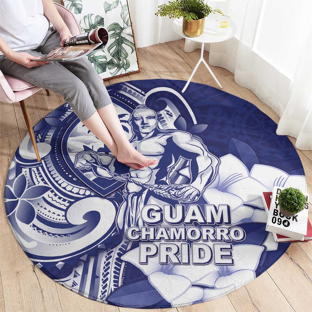 Guam Chief Quipuha Round Carpet Polynesian Pattern With Guasali Flowers