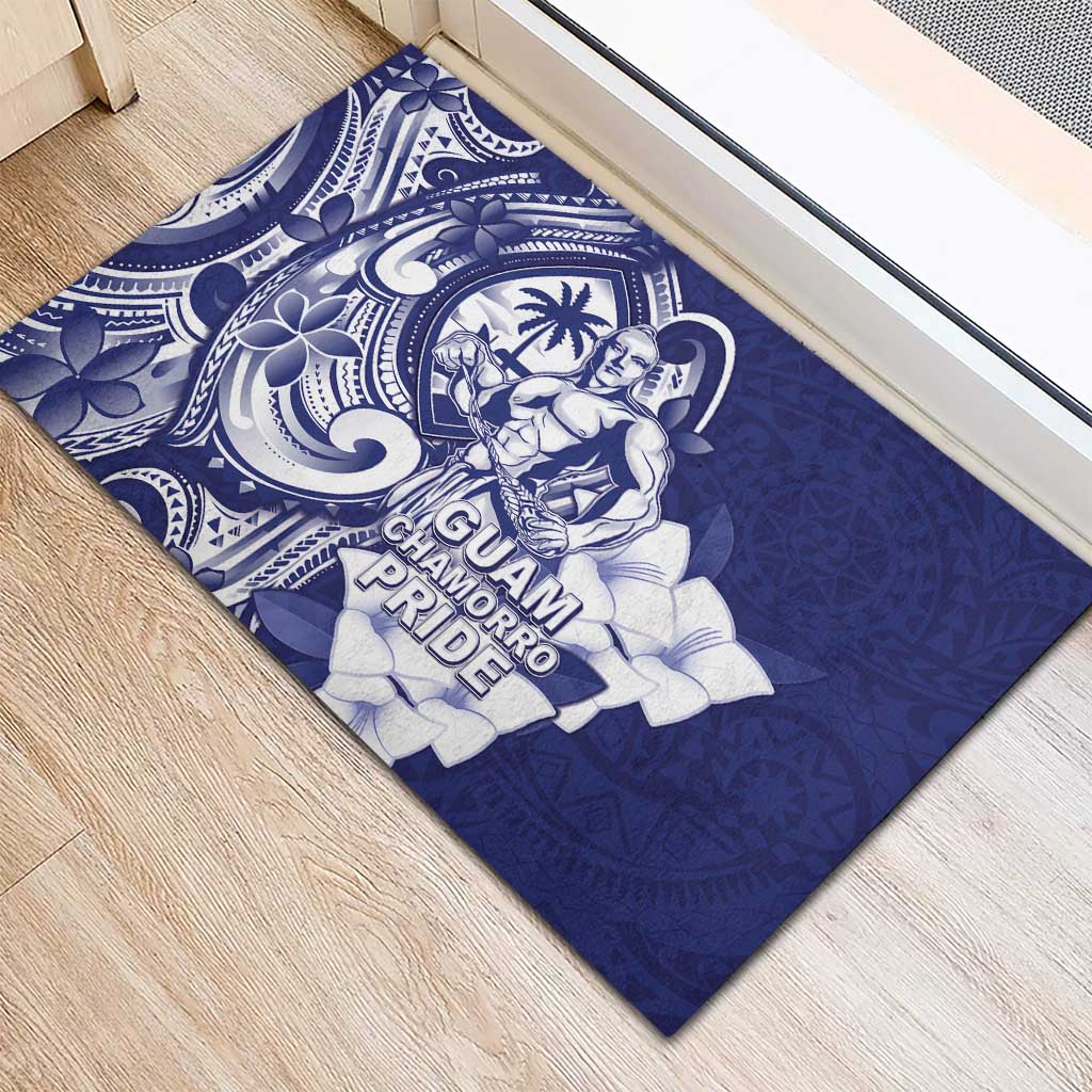 Guam Chief Quipuha Rubber Doormat Polynesian Pattern With Guasali Flowers