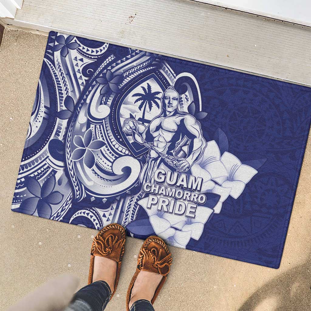 Guam Chief Quipuha Rubber Doormat Polynesian Pattern With Guasali Flowers