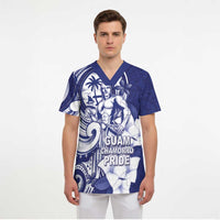 Guam Chief Quipuha Scrub Top Polynesian Pattern With Guasali Flowers - Polynesian Pride