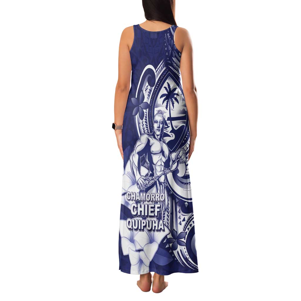 Guam Chief Quipuha Tank Maxi Dress Polynesian Pattern With Guasali Flowers