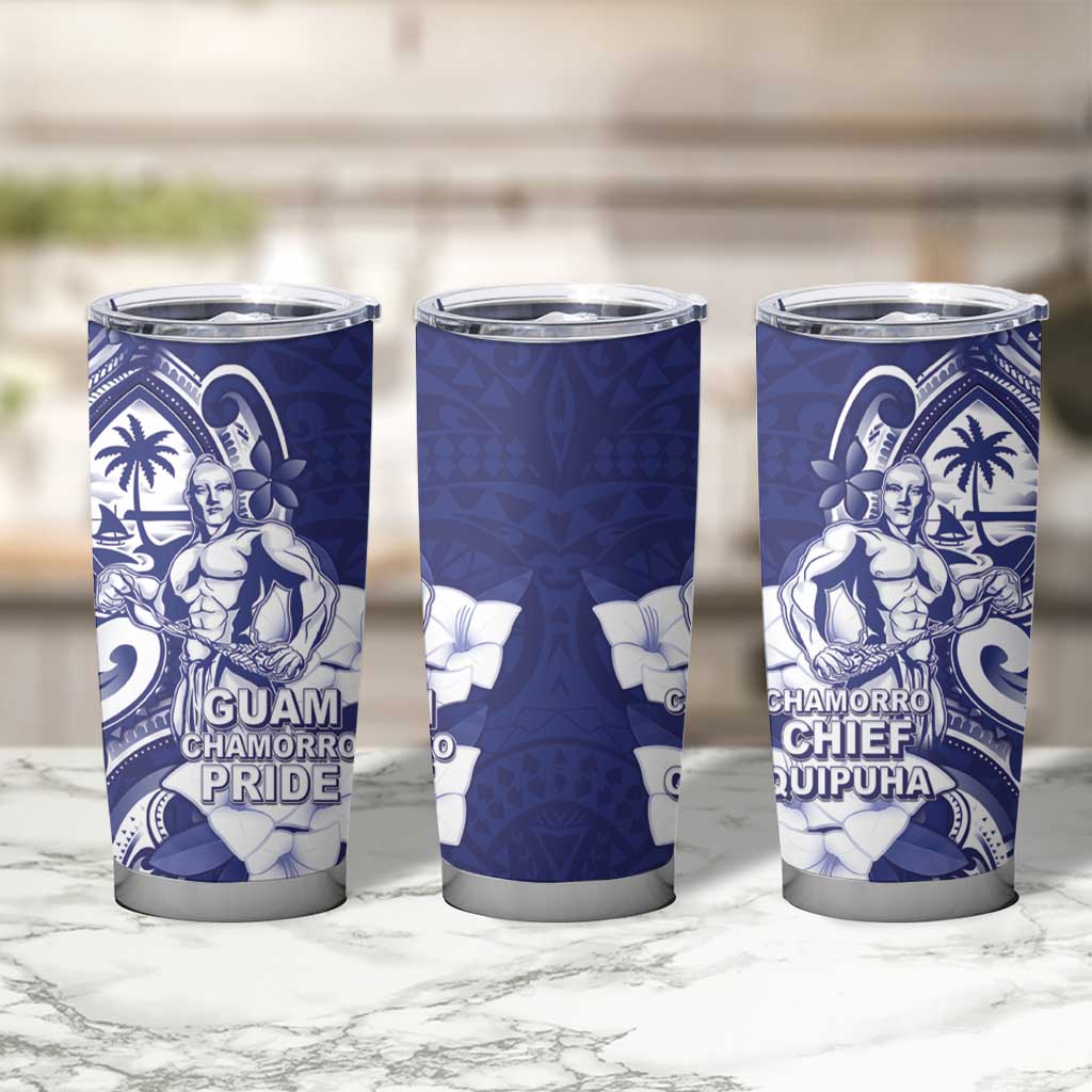Guam Chief Quipuha Tumbler Cup Polynesian Pattern With Guasali Flowers