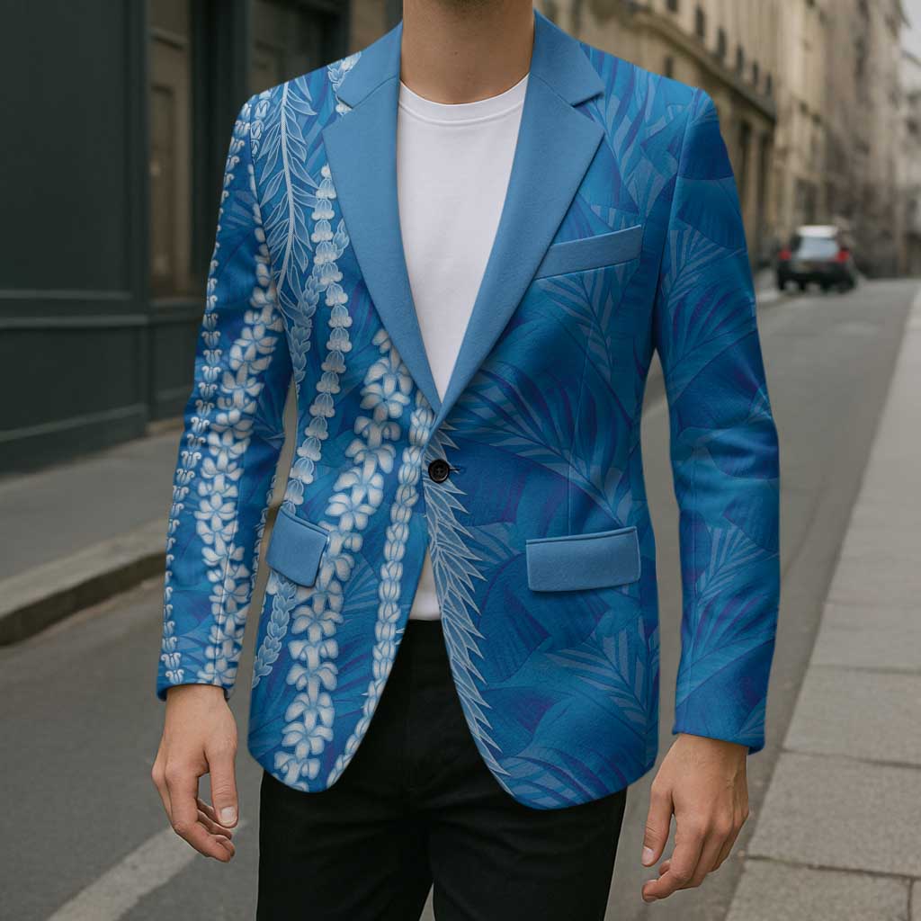 Hawaii Prince Kuhio Blazer Blue Hawaiian Lau Maia With Leis