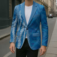 Hawaii Prince Kuhio Blazer Blue Hawaiian Lau Maia With Leis