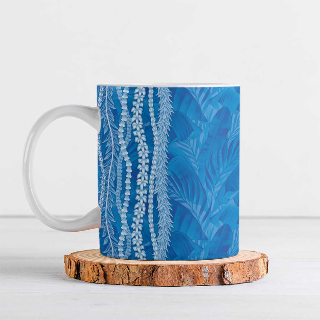 Hawaii Prince Kuhio Ceramic Mug Blue Hawaiian Lau Maia With Leis