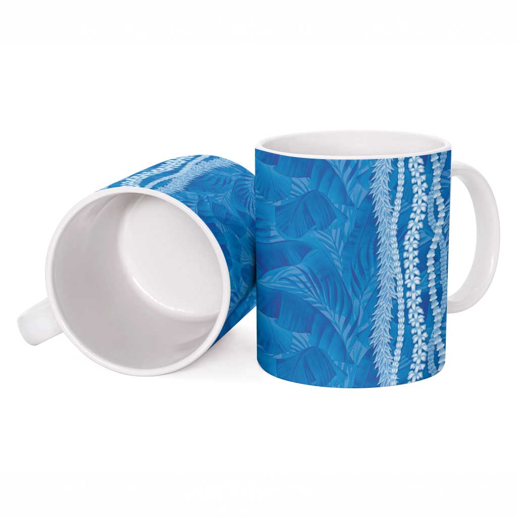 Hawaii Prince Kuhio Ceramic Mug Blue Hawaiian Lau Maia With Leis