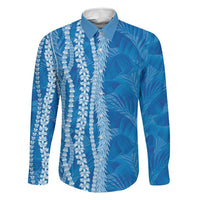 Hawaii Prince Kuhio Family Matching Mermaid Dress and Hawaiian Shirt Blue Hawaiian Lau Maia With Leis LT05 Dad's Shirt - Long Sleeve Blue - Polynesian Pride
