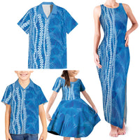 Hawaii Prince Kuhio Family Matching Tank Maxi Dress and Hawaiian Shirt Blue Hawaiian Lau Maia With Leis LT05 - Polynesian Pride