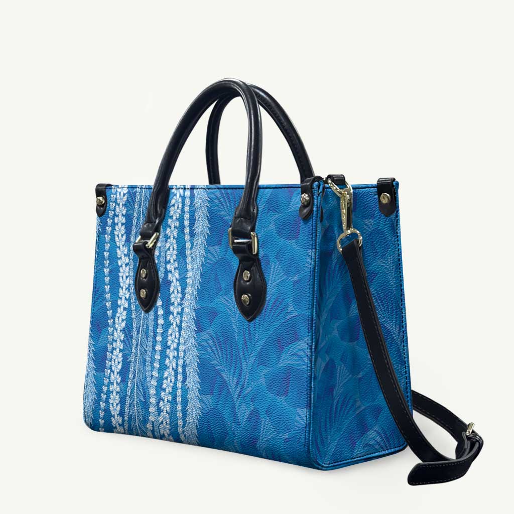 Hawaii Prince Kuhio Leather Bag Blue Hawaiian Lau Maia With Leis LT05 Blue - Polynesian Pride