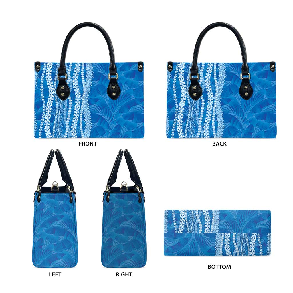 Hawaii Prince Kuhio Leather Bag Blue Hawaiian Lau Maia With Leis