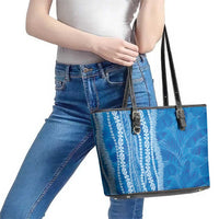 Hawaii Prince Kuhio Leather Tote Bag Blue Hawaiian Lau Maia With Leis