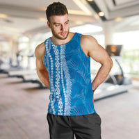 Hawaii Prince Kuhio Men Tank Top Blue Hawaiian Lau Maia With Leis LT05 Blue - Polynesian Pride