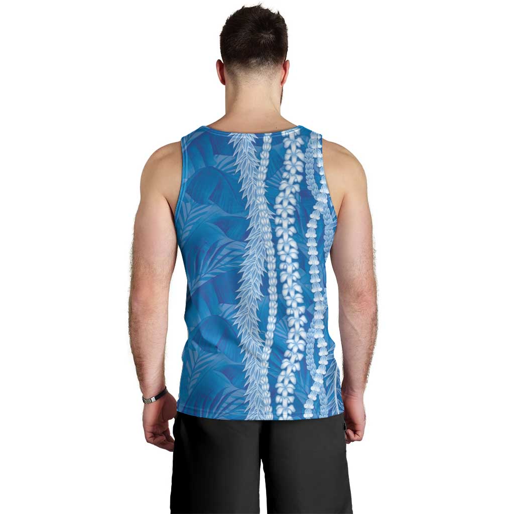 Hawaii Prince Kuhio Men Tank Top Blue Hawaiian Lau Maia With Leis LT05 - Polynesian Pride