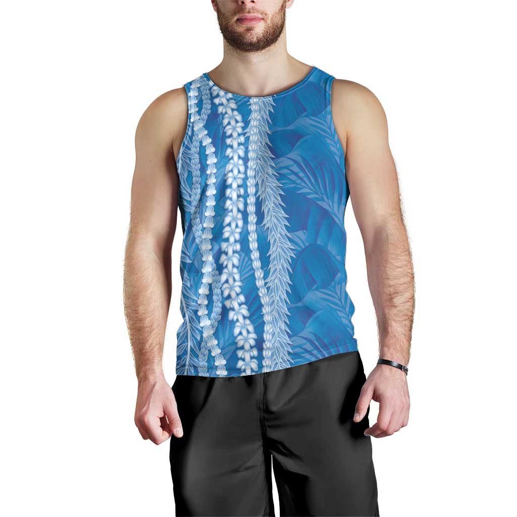 Hawaii Prince Kuhio Men Tank Top Blue Hawaiian Lau Maia With Leis LT05 - Polynesian Pride