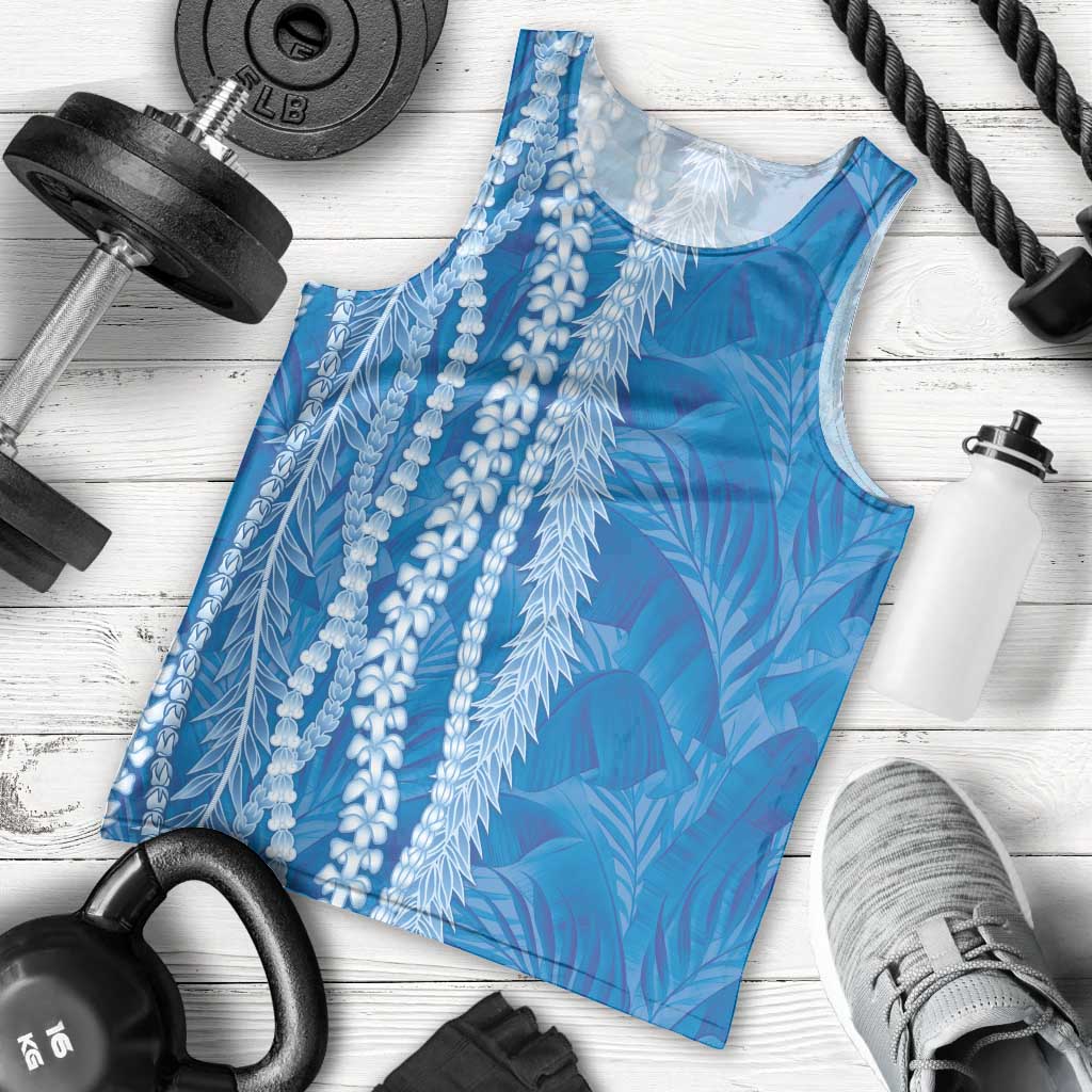 Hawaii Prince Kuhio Men Tank Top Blue Hawaiian Lau Maia With Leis LT05 - Polynesian Pride