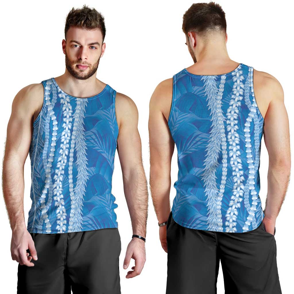 Hawaii Prince Kuhio Men Tank Top Blue Hawaiian Lau Maia With Leis LT05 - Polynesian Pride