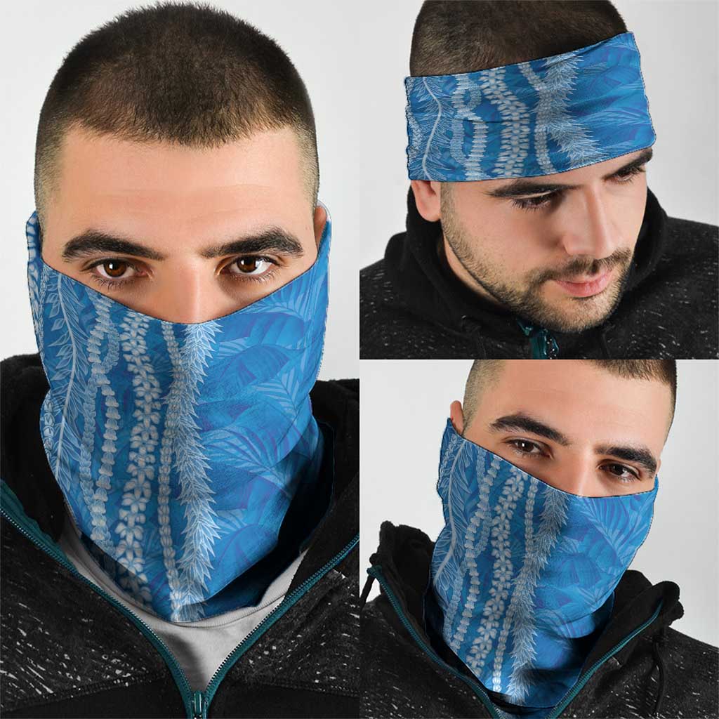 Hawaii Prince Kuhio Neck Gaiter Blue Hawaiian Lau Maia With Leis LT05 - Polynesian Pride