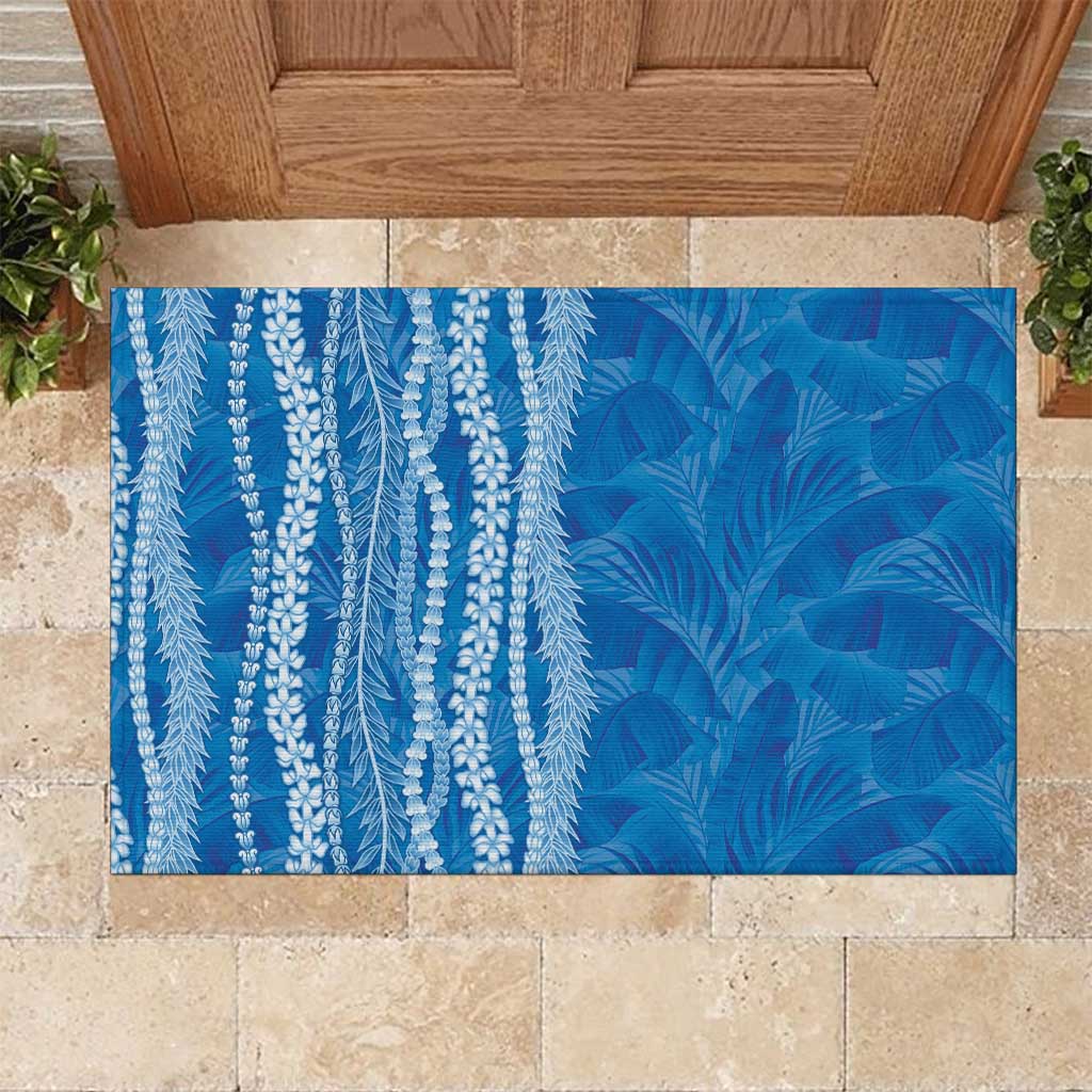 Hawaii Prince Kuhio Rubber Doormat Blue Hawaiian Lau Maia With Leis LT05 Blue - Polynesian Pride