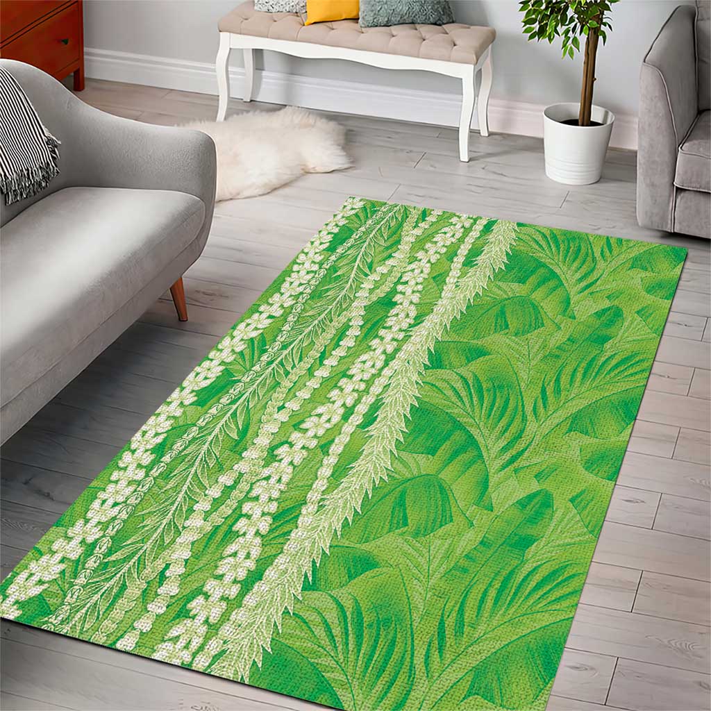 Hawaii Prince Kuhio Area Rug Lime Green Hawaiian Lau Maia With Leis LT05 - Polynesian Pride