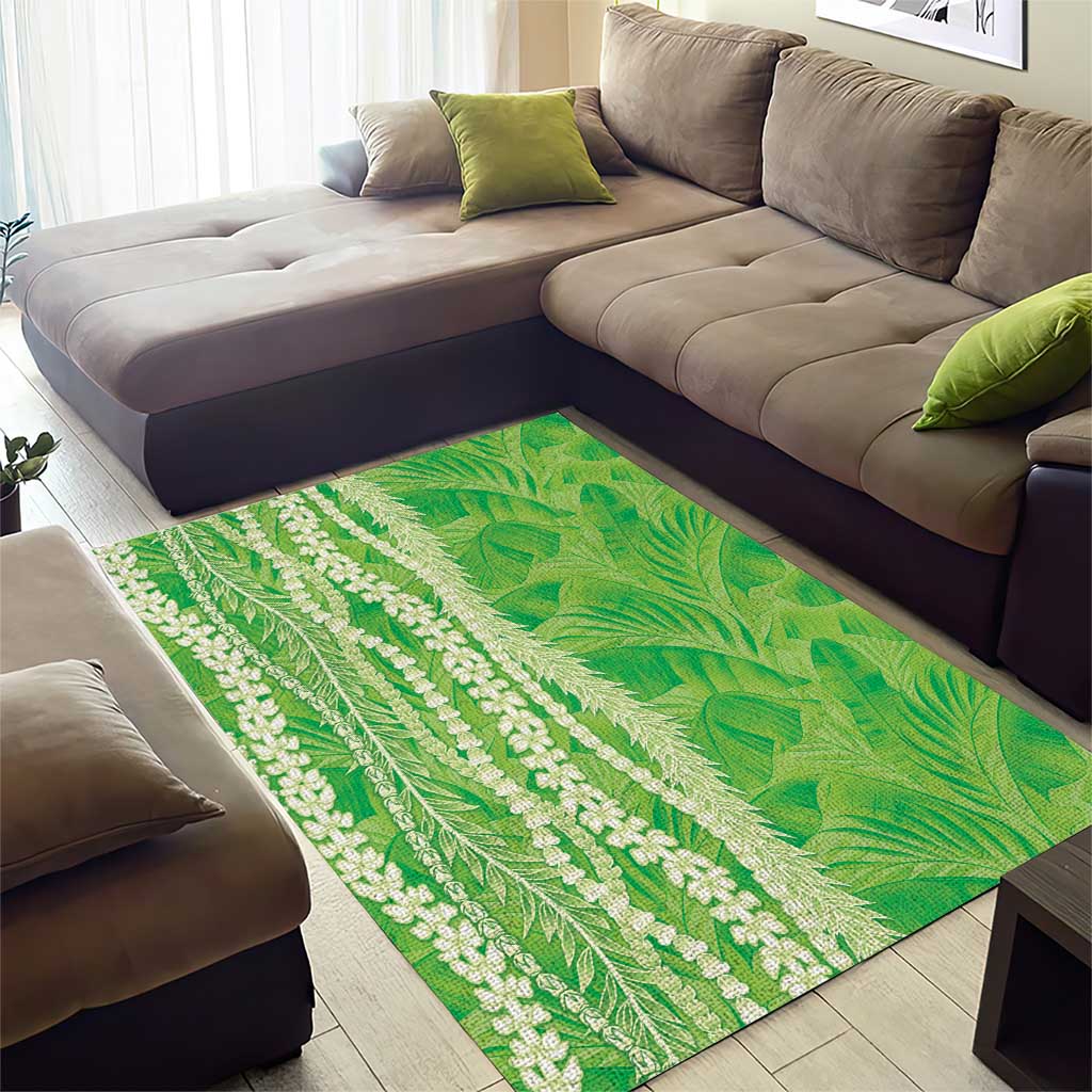 Hawaii Prince Kuhio Area Rug Lime Green Hawaiian Lau Maia With Leis LT05 - Polynesian Pride