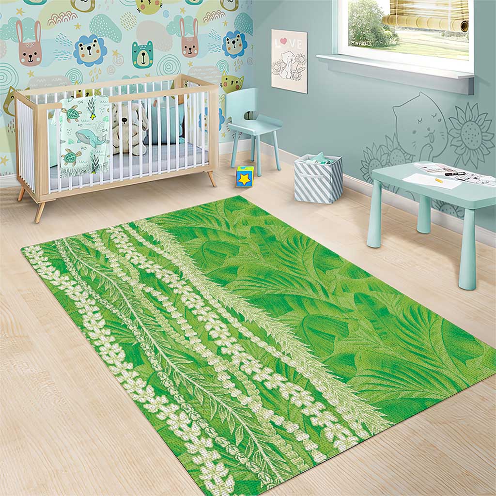 Hawaii Prince Kuhio Area Rug Lime Green Hawaiian Lau Maia With Leis LT05 - Polynesian Pride