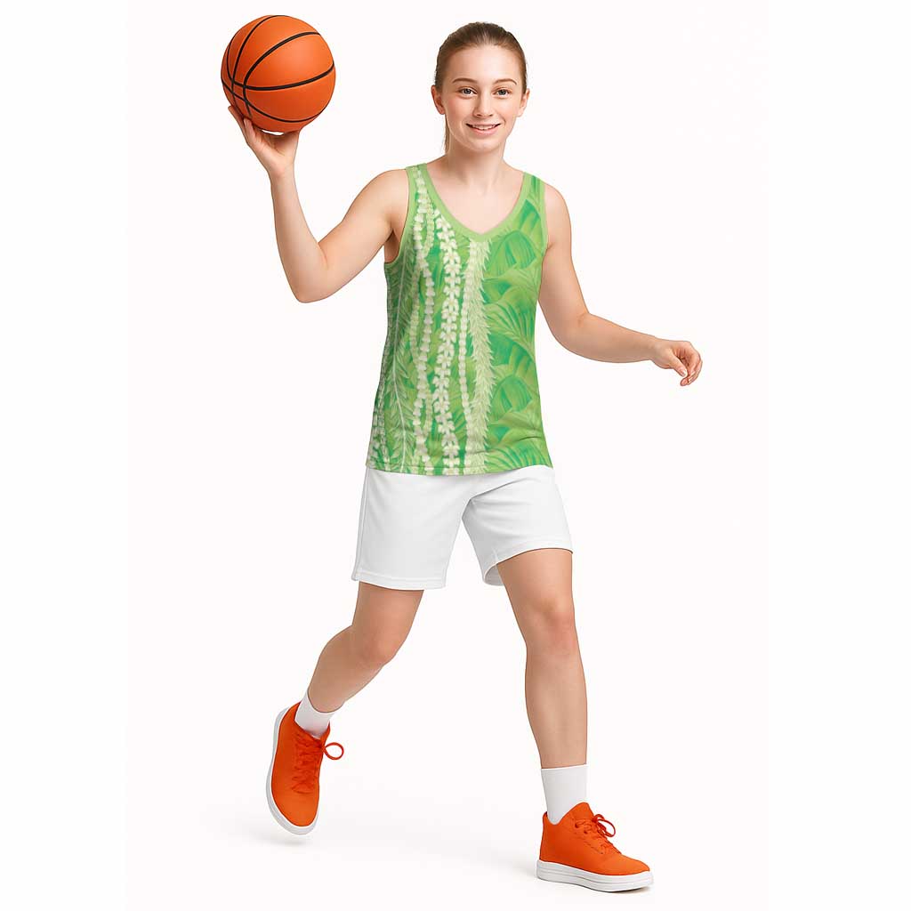 Hawaii Prince Kuhio Basketball Jersey Lime Green Hawaiian Lau Maia With Leis