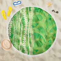 Hawaii Prince Kuhio Beach Blanket Lime Green Hawaiian Lau Maia With Leis LT05 One Size 150cm Green - Polynesian Pride
