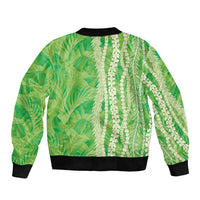Hawaii Prince Kuhio Bomber Jacket Lime Green Hawaiian Lau Maia With Leis