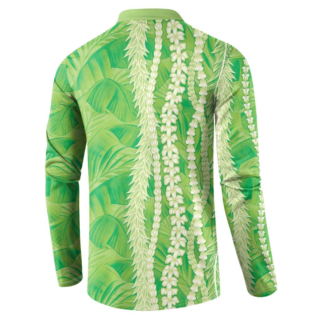 Hawaii Prince Kuhio Button Sweatshirt Lime Green Hawaiian Lau Maia With Leis