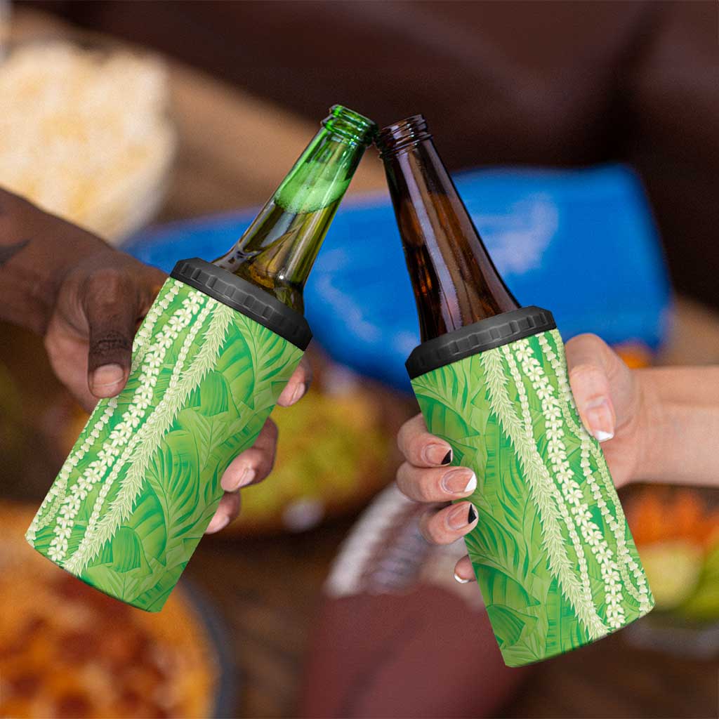 Hawaii Prince Kuhio 4 in 1 Can Cooler Tumbler Lime Green Hawaiian Lau Maia With Leis LT05 - Polynesian Pride