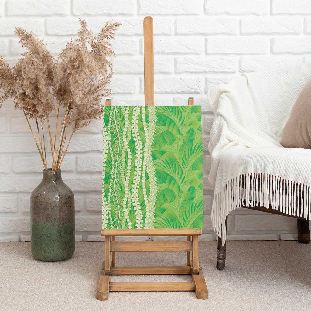 Hawaii Prince Kuhio Canvas Wall Art Lime Green Hawaiian Lau Maia With Leis LT05 - Polynesian Pride