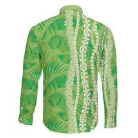 Hawaii Prince Kuhio Family Matching Long Sleeve Bodycon Dress and Hawaiian Shirt Lime Green Hawaiian Lau Maia With Leis LT05 - Polynesian Pride
