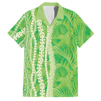 Hawaii Prince Kuhio Family Matching Tank Maxi Dress and Hawaiian Shirt Lime Green Hawaiian Lau Maia With Leis LT05 Dad's Shirt - Short Sleeve Green - Polynesian Pride
