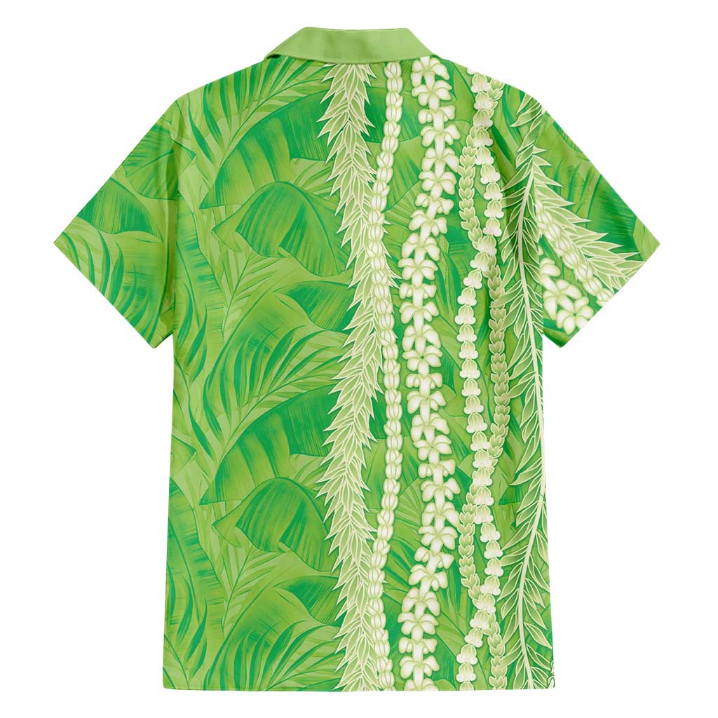 Hawaii Prince Kuhio Family Matching Tank Maxi Dress and Hawaiian Shirt Lime Green Hawaiian Lau Maia With Leis LT05 - Polynesian Pride