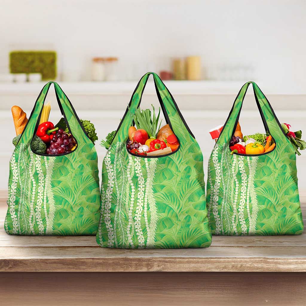 Hawaii Prince Kuhio Grocery Bag Lime Green Hawaiian Lau Maia With Leis