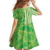 Hawaii Prince Kuhio Kid Short Sleeve Dress Lime Green Hawaiian Lau Maia With Leis LT05 - Polynesian Pride